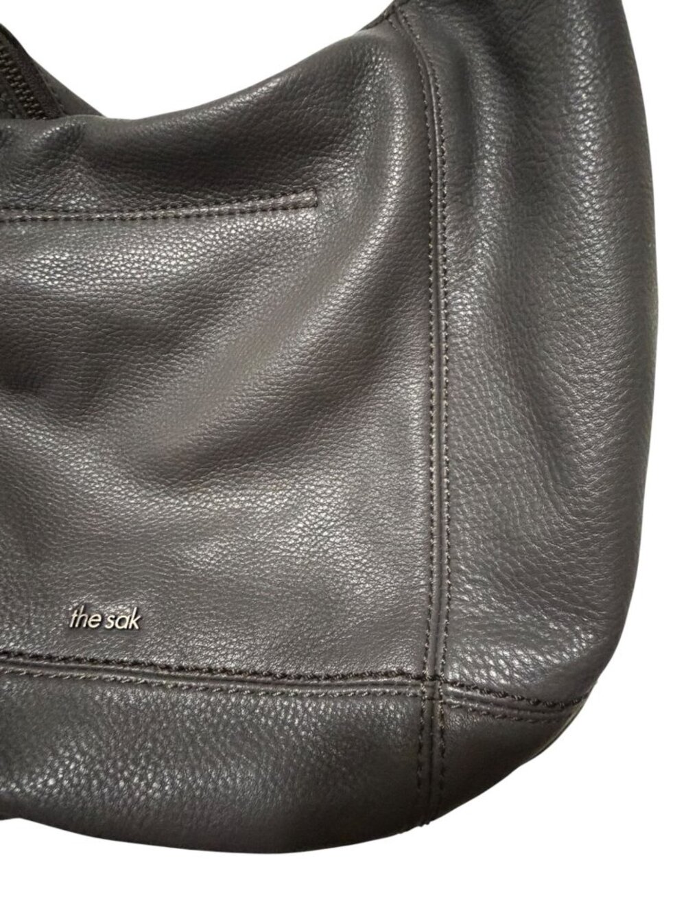 The Sak Slate Leather Sequoia Hobo Shoulder Bag Purse Zipper Closure - Picture 3 of 14